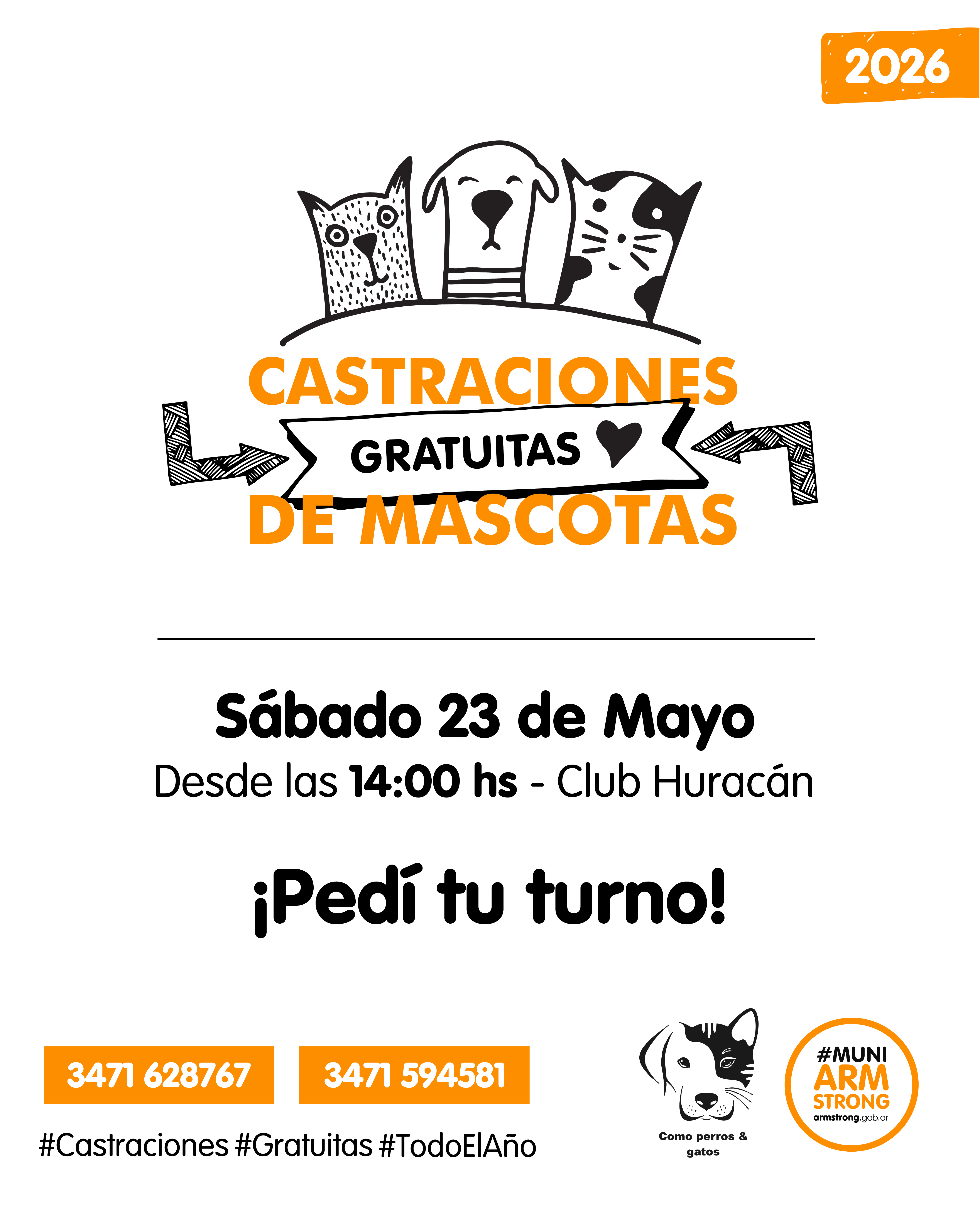 Castraciones y vacunación, el 23 de mayo